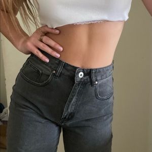 Black straight leg jeans